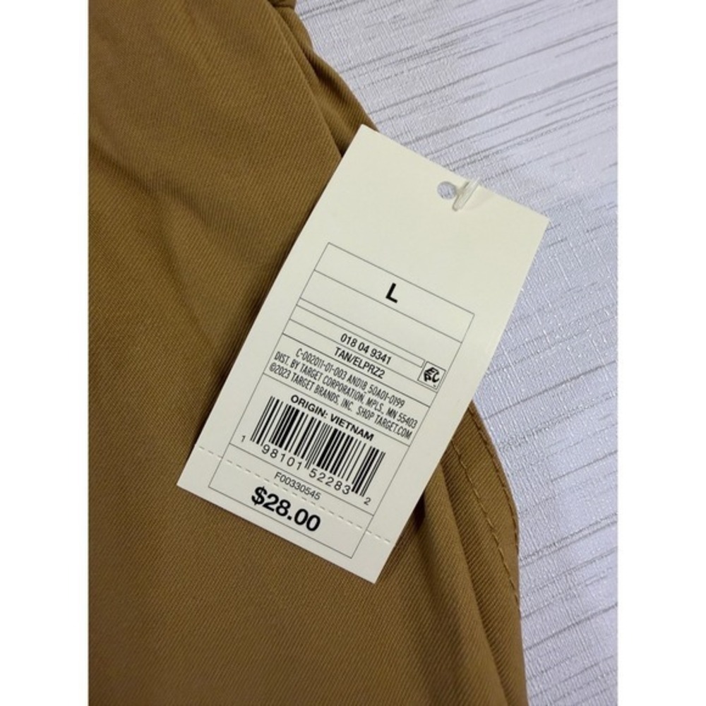 A New Day Womens Large High-Rise Cargo Pants Tan Brown Elastic Waist NWT NEW - Picture 3 of 10